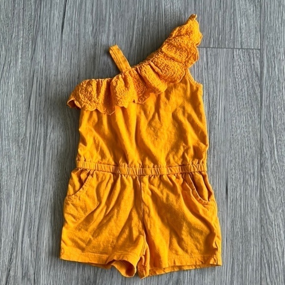 Cat & Jack Mustard Colored Shorts Romper Size 18M - Picture 1 of 5